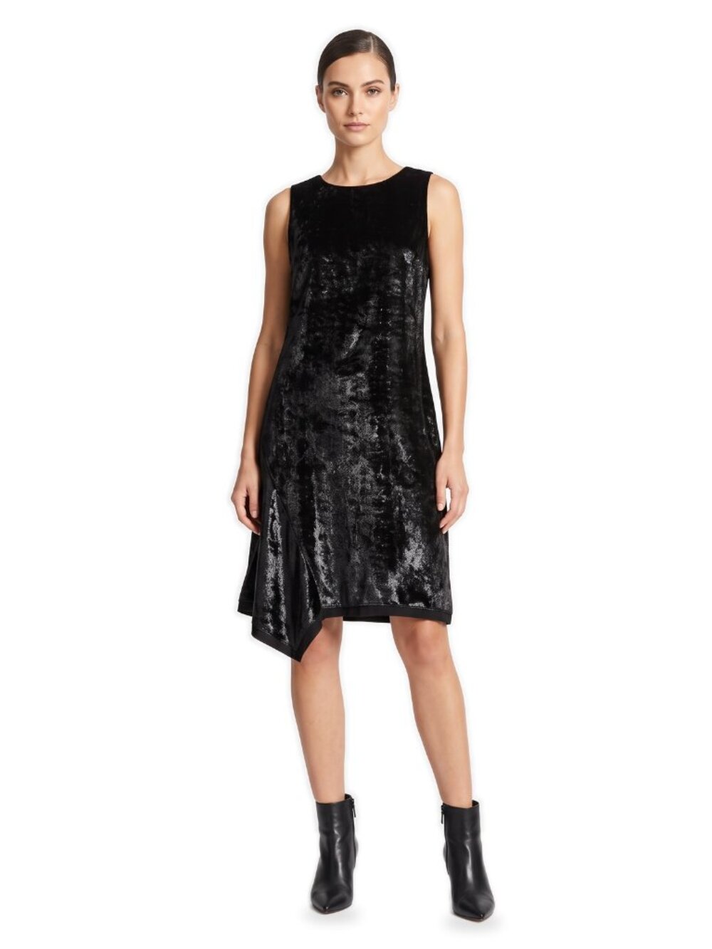 Elie Tahari Serenity Black Metallic Velvet Sleeveless Shift Dress Size 2 NWT
